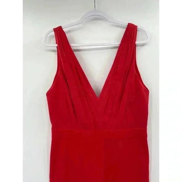 Alice + Olivia Gale Deep V-Neck Sleeveless Wide Leg Red Crepe Jumpsuit Size 2 - Picture 4 of 8